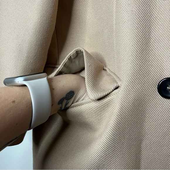 ZARA Tan Double Breasted Classic Timeless Peacoat Business Casual Winter Coat - Picture 7 of 11